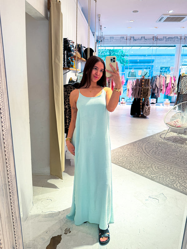 Maxikleid mit Spaghettiträgern Mint