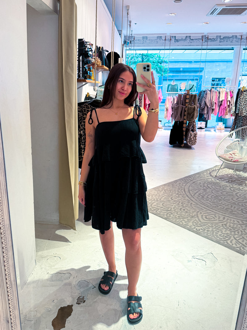 Waffle Kleid Schwarz