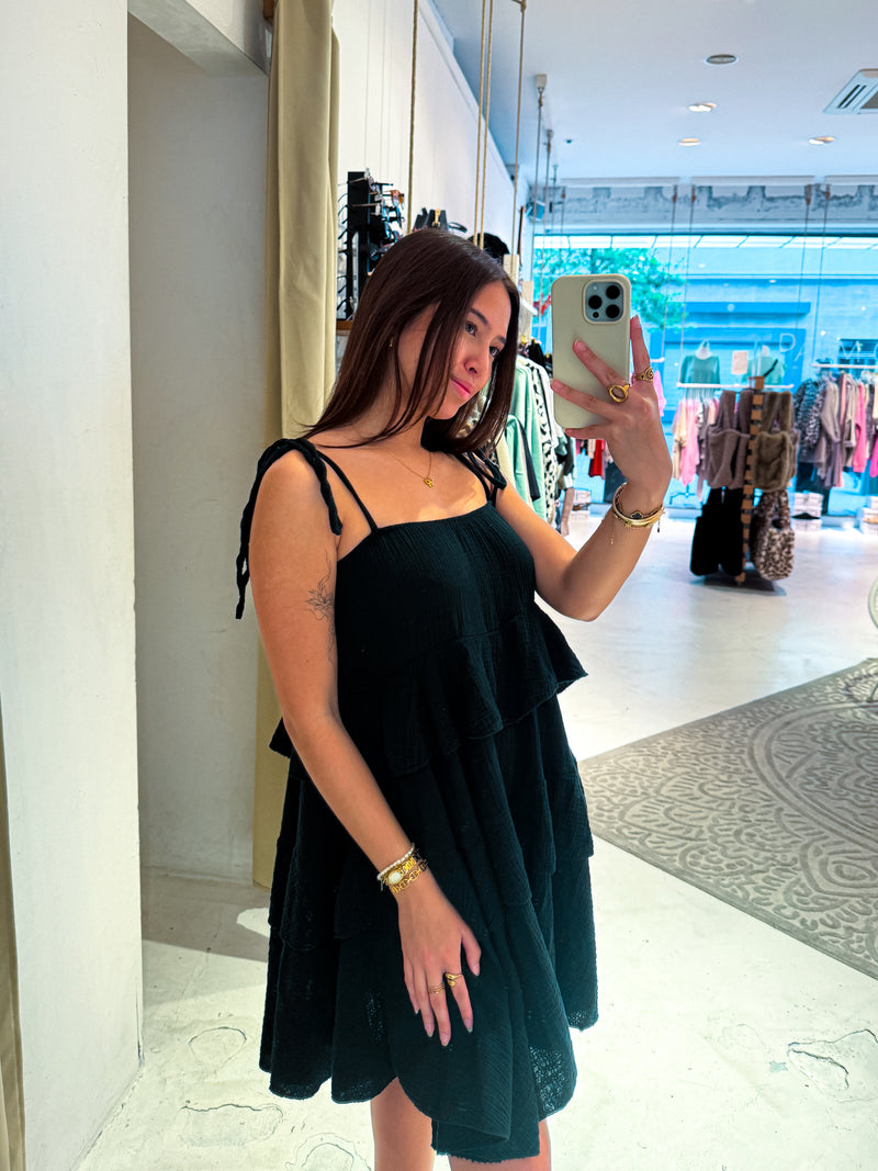 Waffle Kleid Schwarz