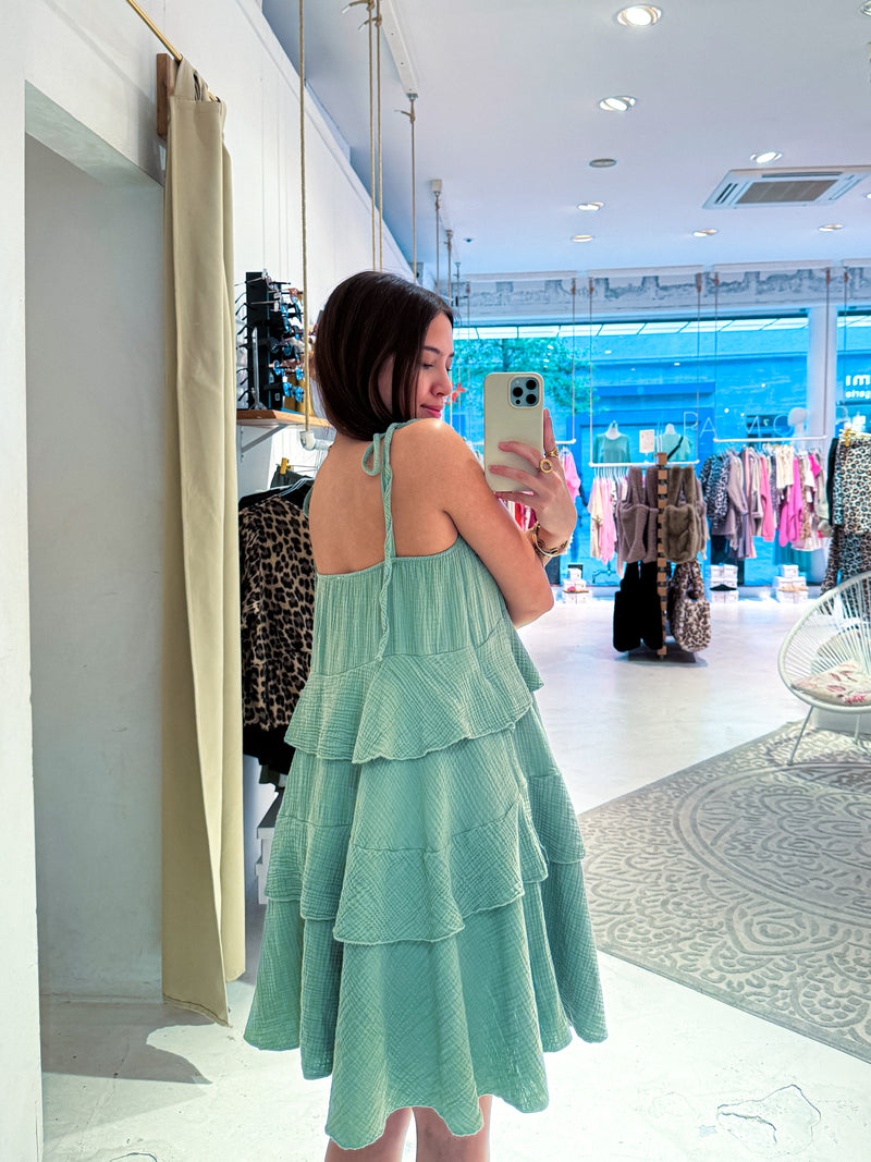 Waffle Kleid Olive