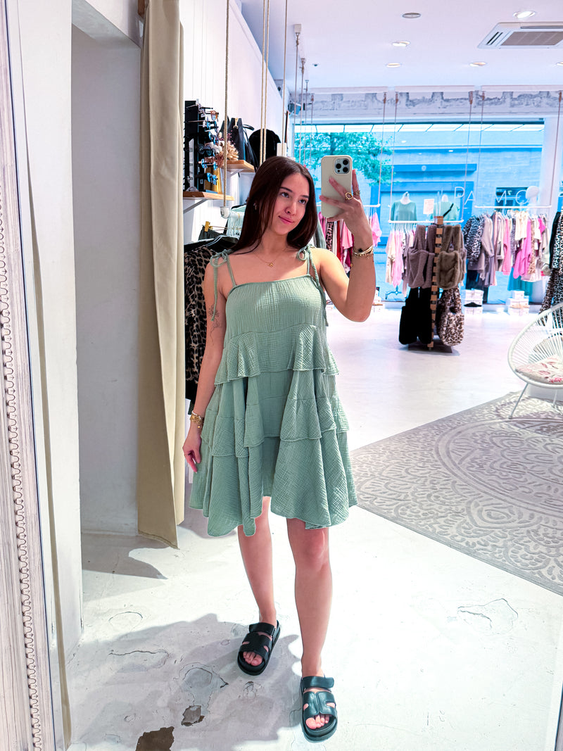 Waffle Kleid Olive