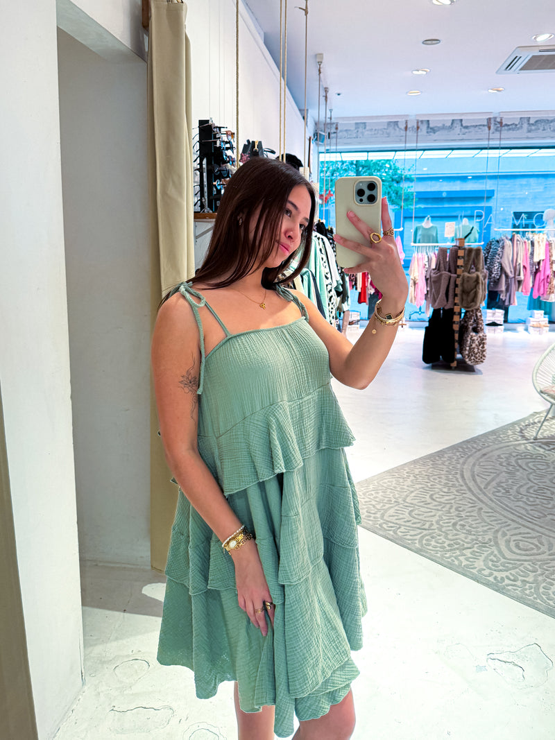 Waffle Kleid Olive