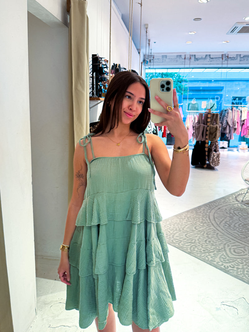 Waffle Kleid Olive