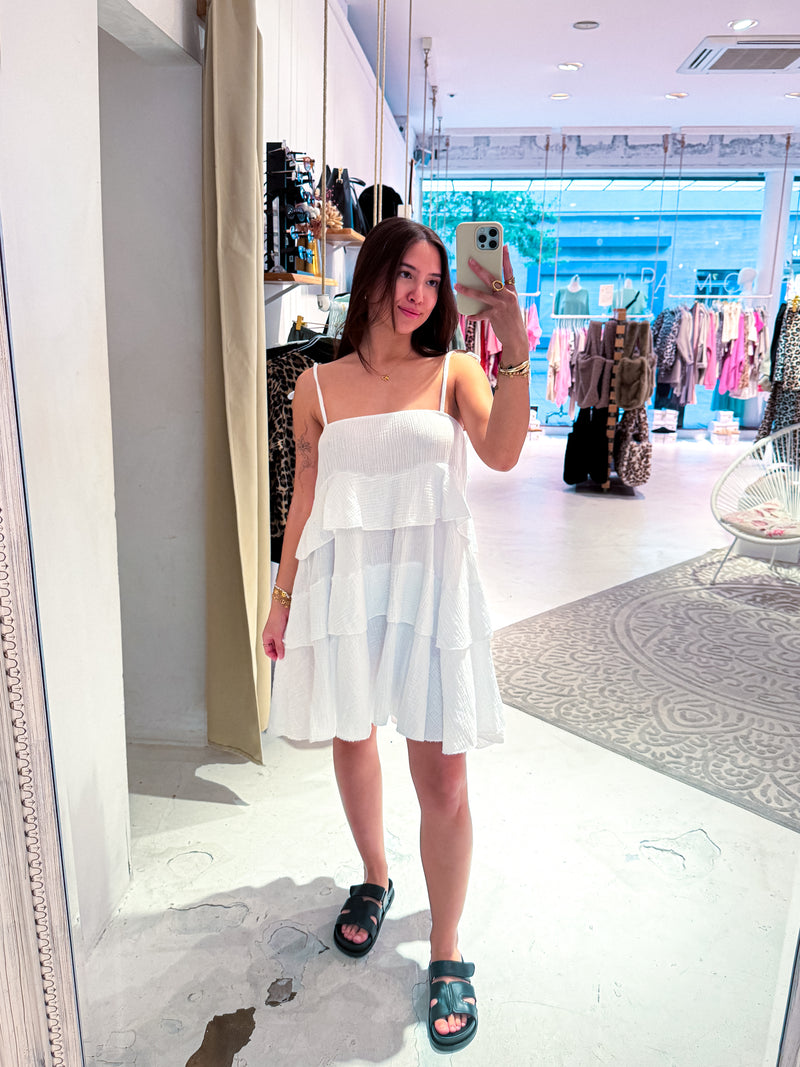 Waffle Kleid Weiß