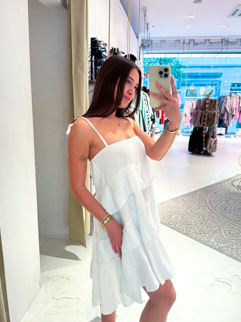 Waffle Kleid Weiß
