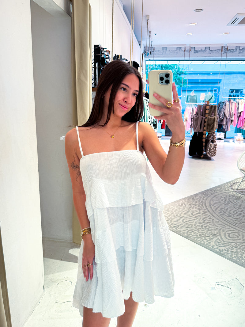 Waffle Kleid Weiß