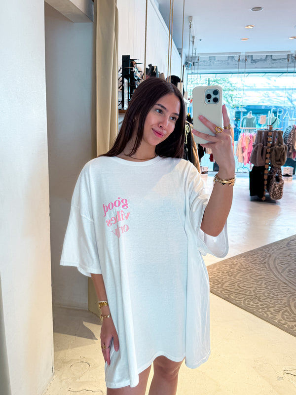 Good Vibes Only Oversized Tee Weiß