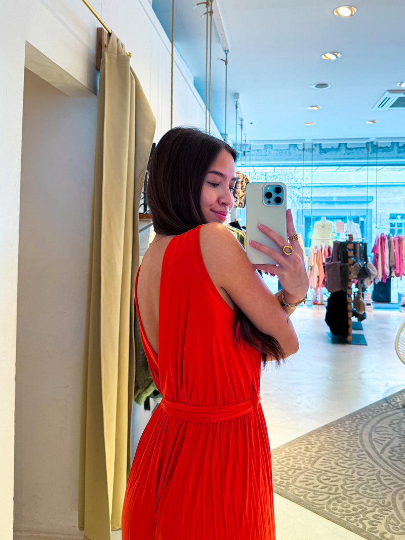 Plissee Jumpsuit Orange