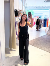 Lockere Stoffhose Schwarz