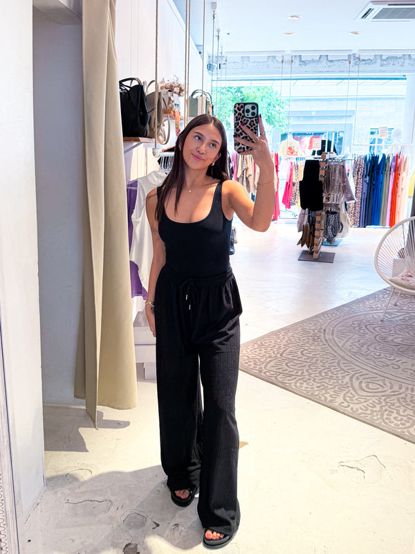Lockere Stoffhose Schwarz