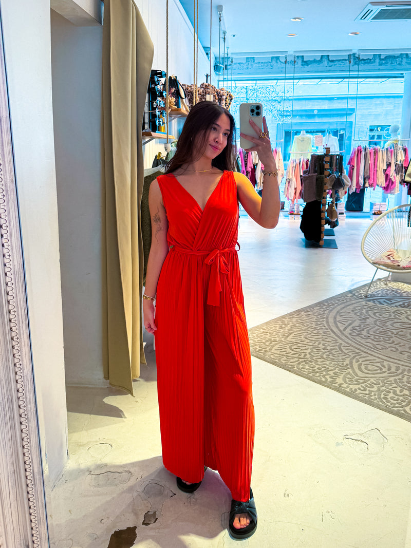 Plissee Jumpsuit Orange