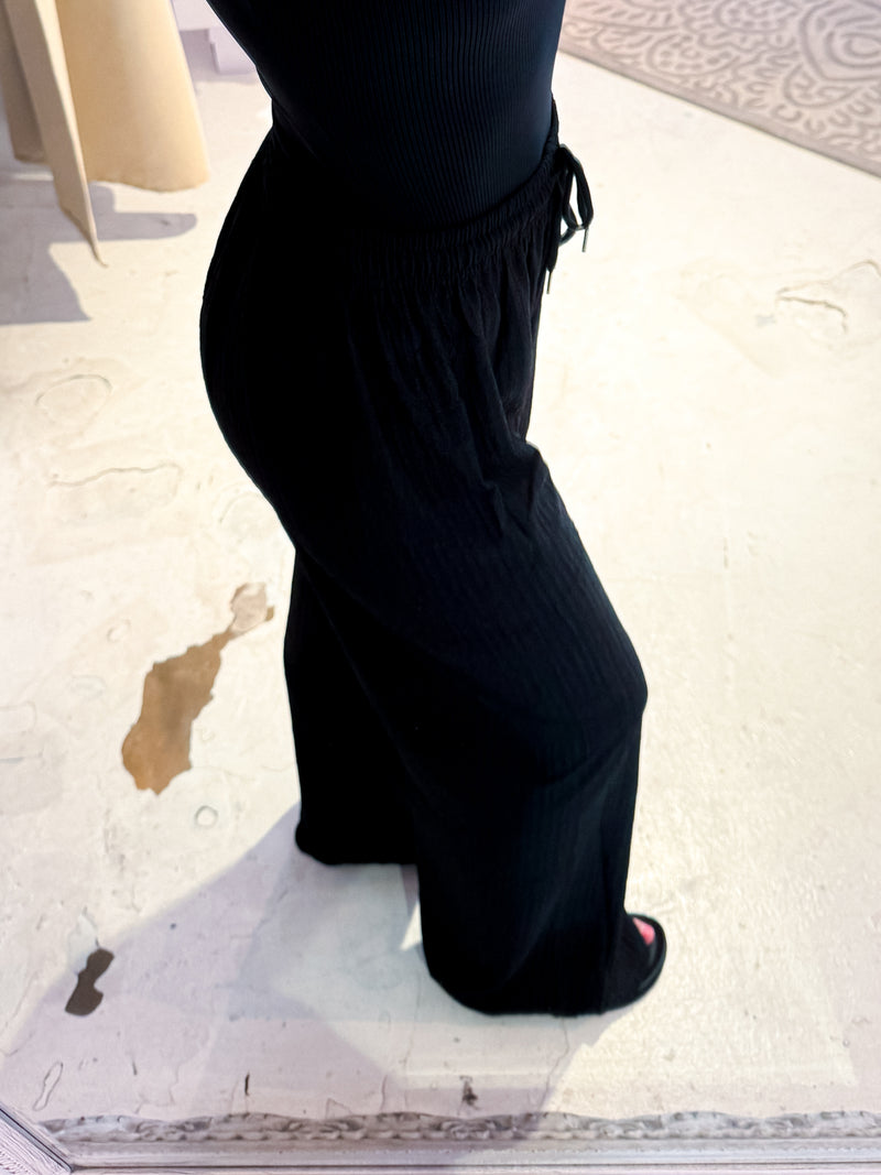 Lockere Stoffhose Schwarz