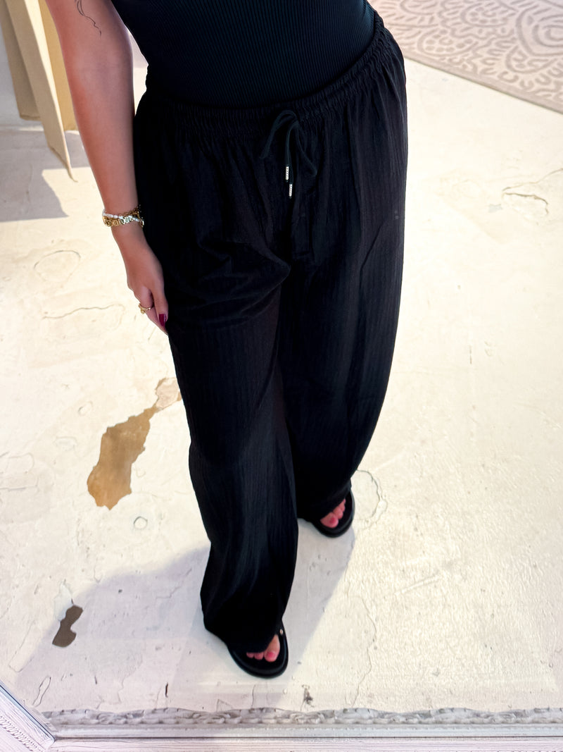 Lockere Stoffhose Schwarz