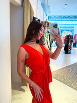 Plissee Jumpsuit Orange
