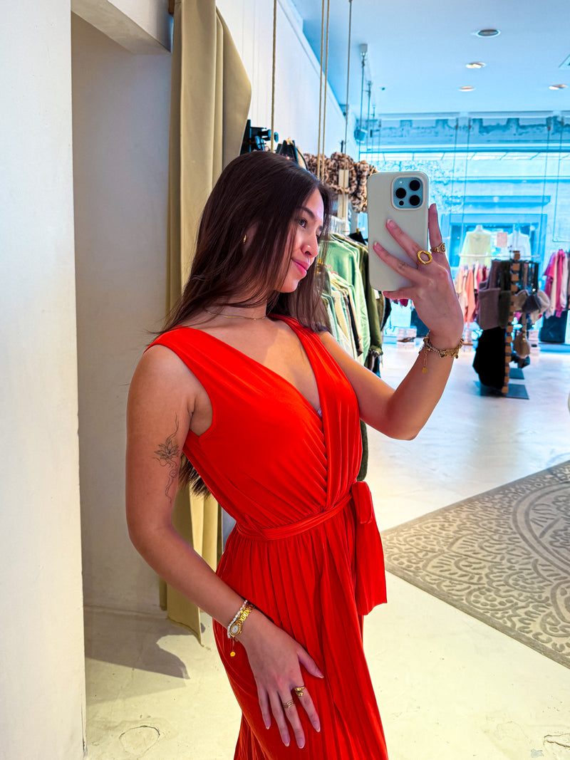 Plissee Jumpsuit Orange
