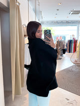 Kurzer Oversized Mantel Schwarz