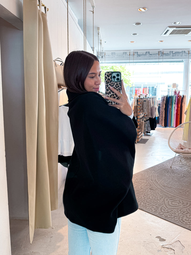 Kurzer Oversized Mantel Schwarz