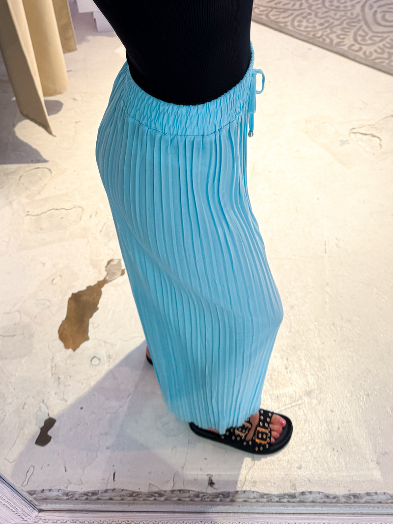 Dünne Plissee Hose Hellblau