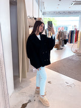 Kurzer Oversized Mantel Schwarz