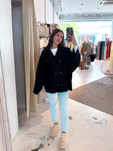 Kurzer Oversized Mantel Schwarz