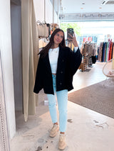 Kurzer Oversized Mantel Schwarz
