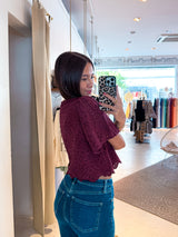 Bluse mit Lochstickerei Weinrot