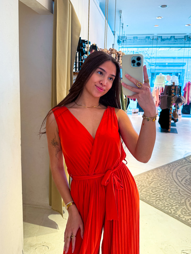 Plissee Jumpsuit Orange