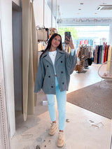 Kurzer Oversized Mantel Grau