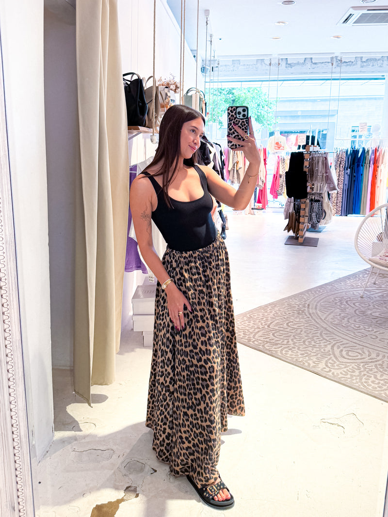 Maxi Waffle Rock mit Leomuster Camel