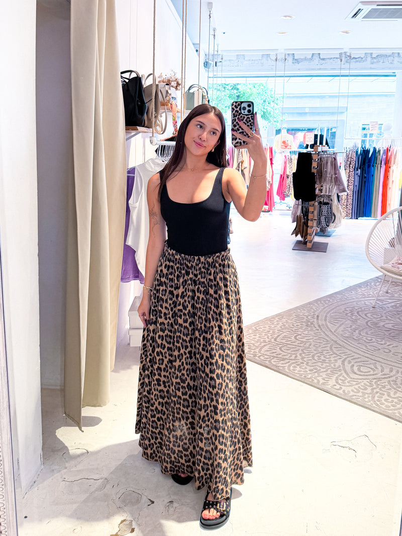 Maxi Waffle Rock mit Leomuster Camel