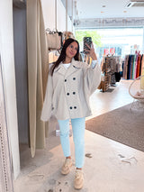 Kurzer Oversized Mantel Beige