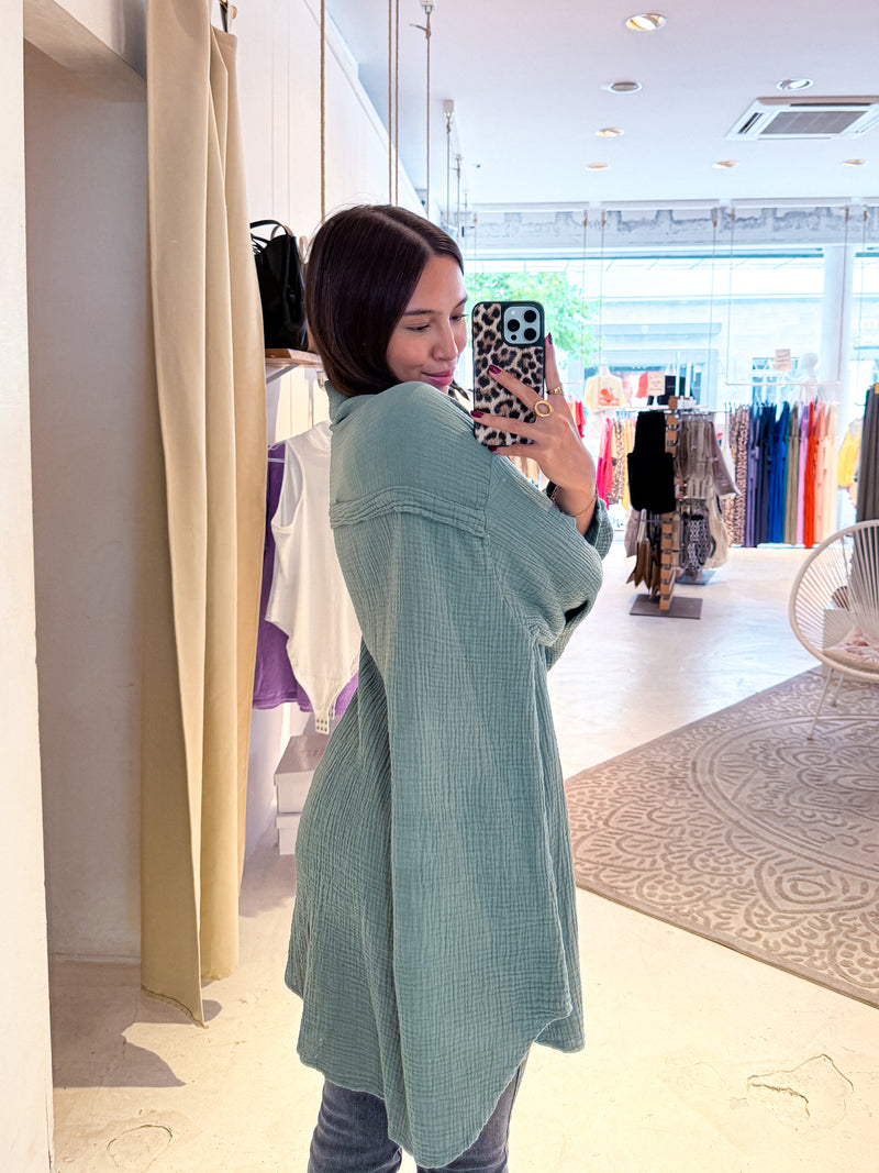 Waffle Bluse Olive