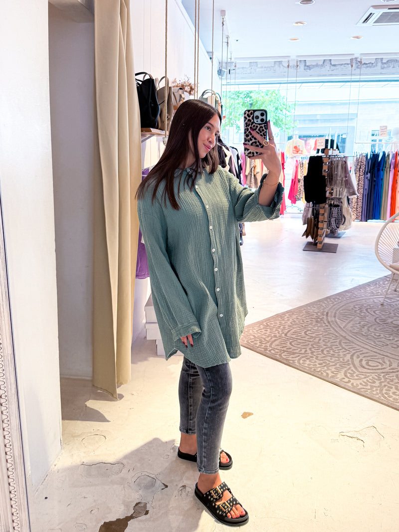 Waffle Bluse Olive