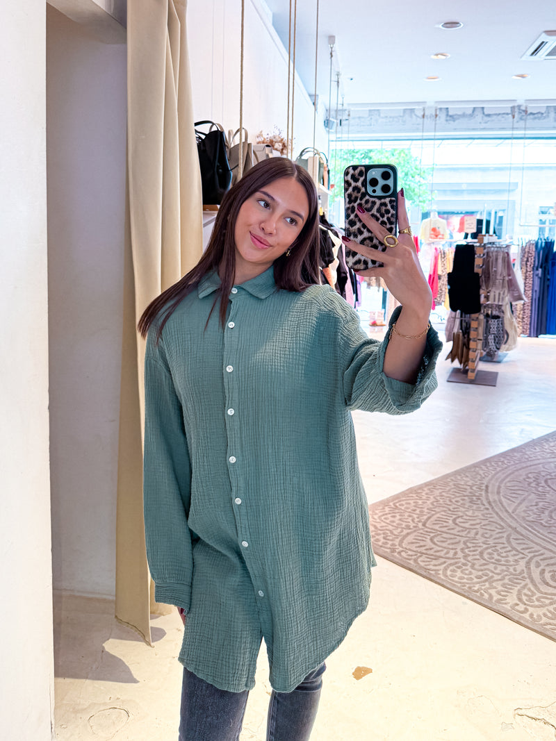 Waffle Bluse Olive