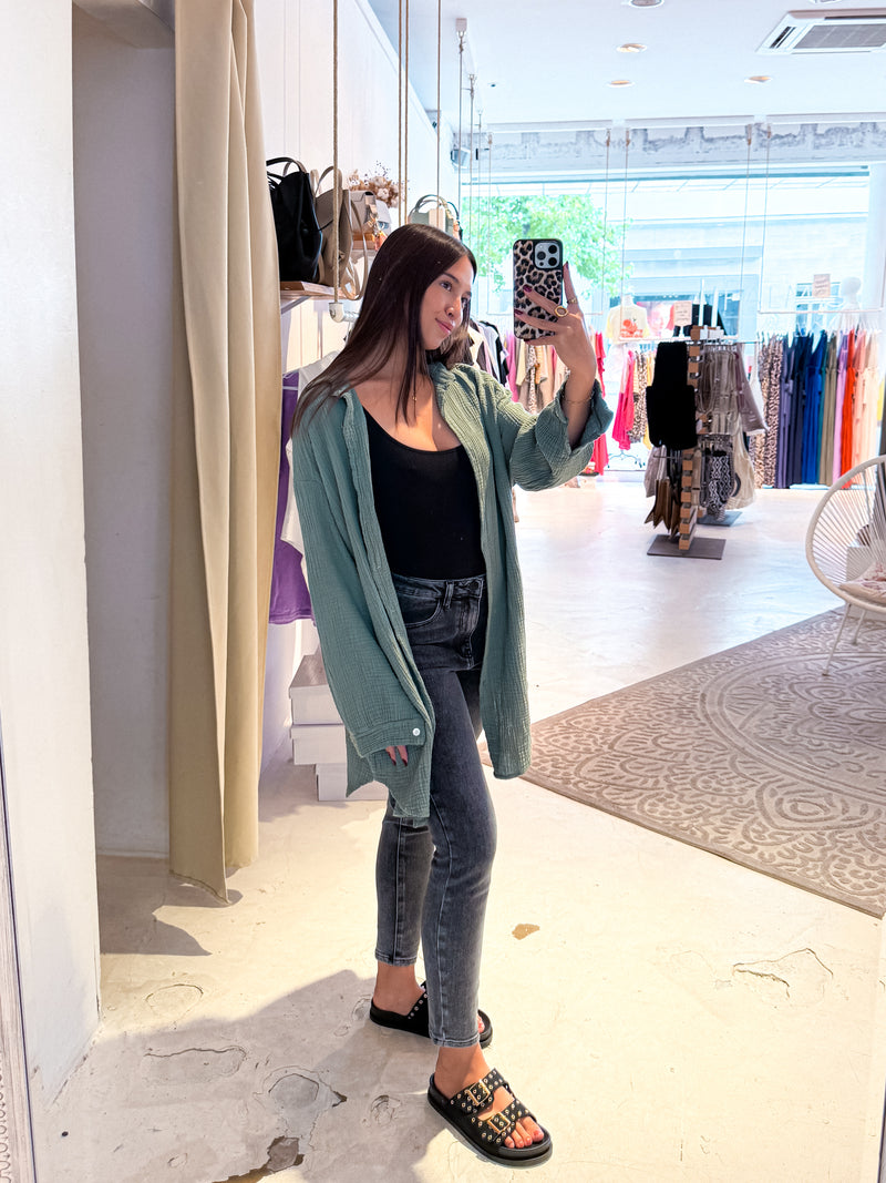 Waffle Bluse Olive