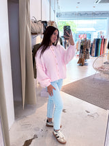 Kurze Oversized Strickjacke Rosa