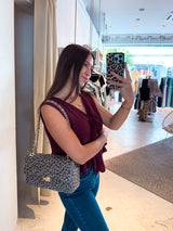 Große Rauten Bag mit Leomuster Taupe