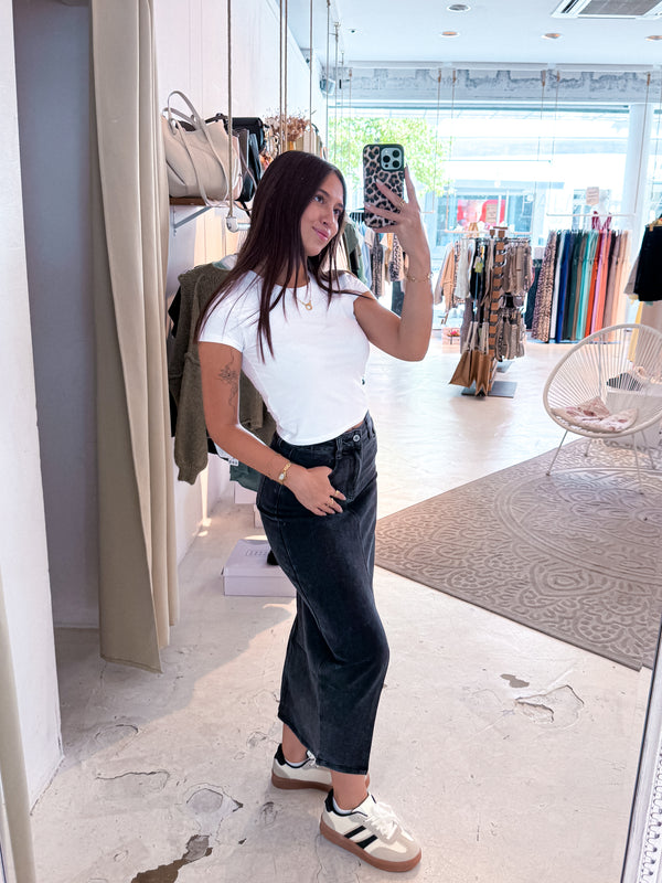 Midi Jeansrock Schwarz