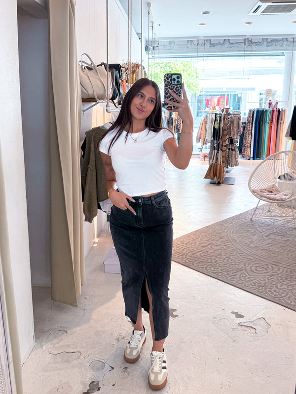 Midi Jeansrock Schwarz