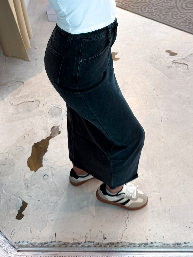 Midi Jeansrock Schwarz