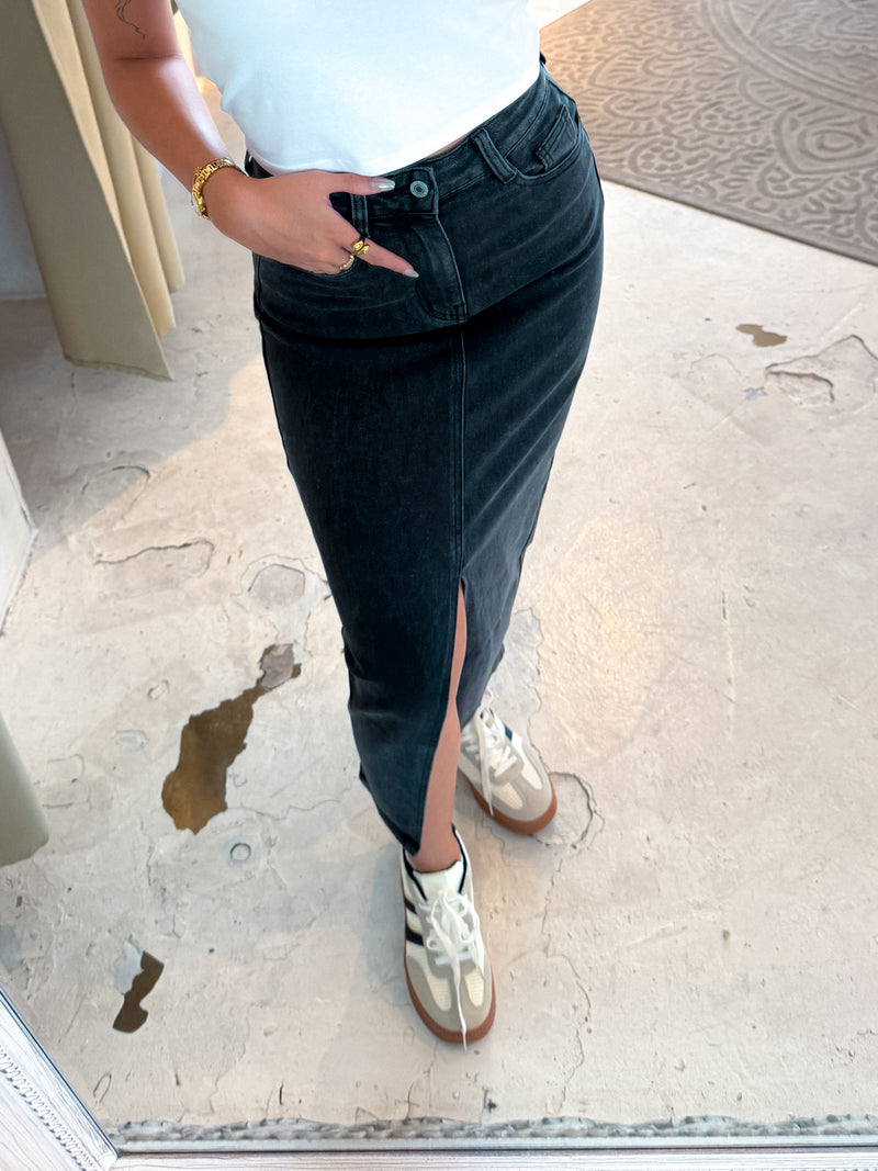 Midi Jeansrock Schwarz