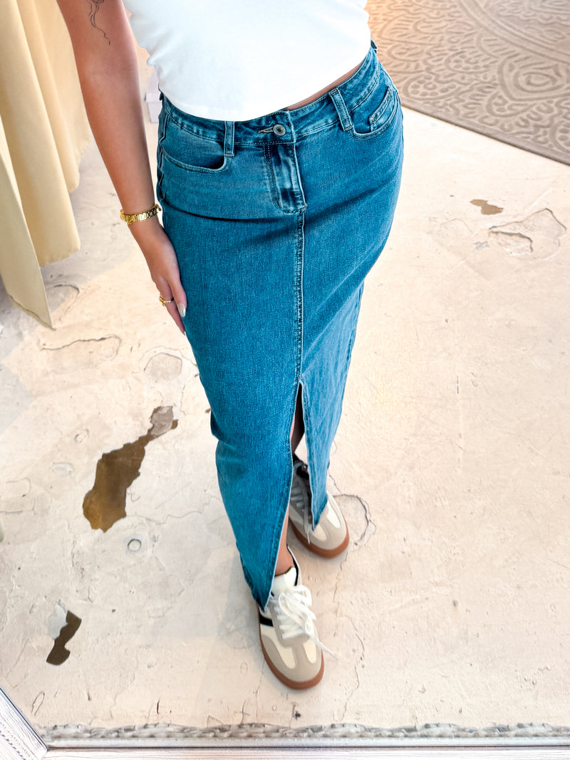 Maxi Jeansrock Blau