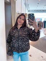 Bomberjacke mit Leomuster Camel