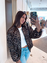 Bomberjacke mit Leomuster Camel