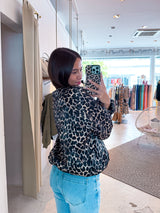 Bomberjacke mit Leomuster Grau