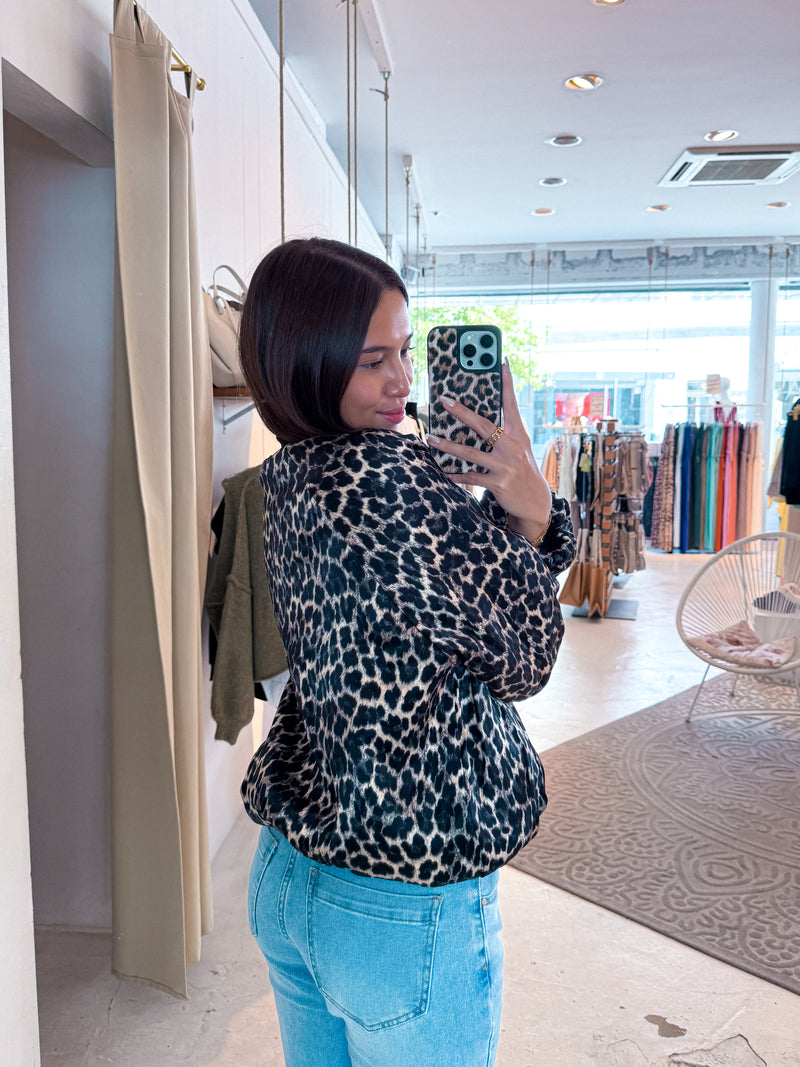 Bomberjacke mit Leomuster Grau