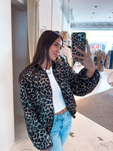 Bomberjacke mit Leomuster Grau