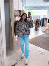 Bomberjacke mit Leomuster Beige