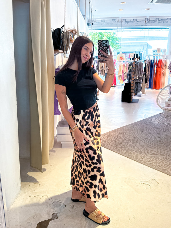 Maxi Silky Rock mit Leomuster Camel