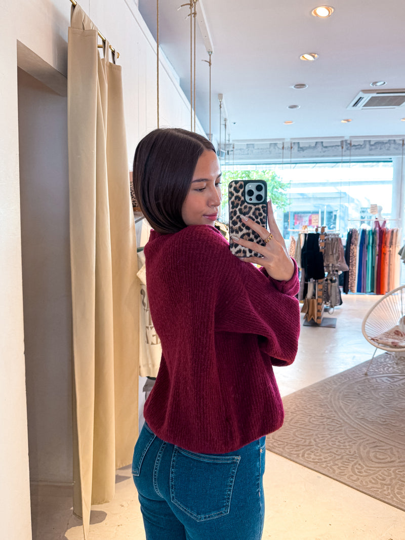 Strickjacke Weinrot